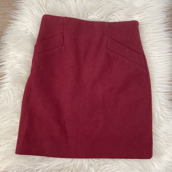 Vintage Burgundy cotton felt silk inside Pencil Skirt - Picture 1 of 4